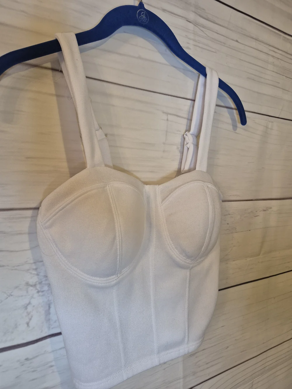 No Boundaries White Longline Bustier Crop Top - Picture 2 of 7